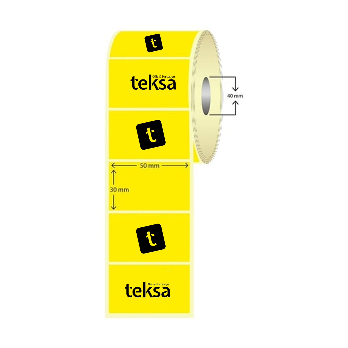 Renkli Termal Etiket 50x30 mm — Sarı (500 sarım)